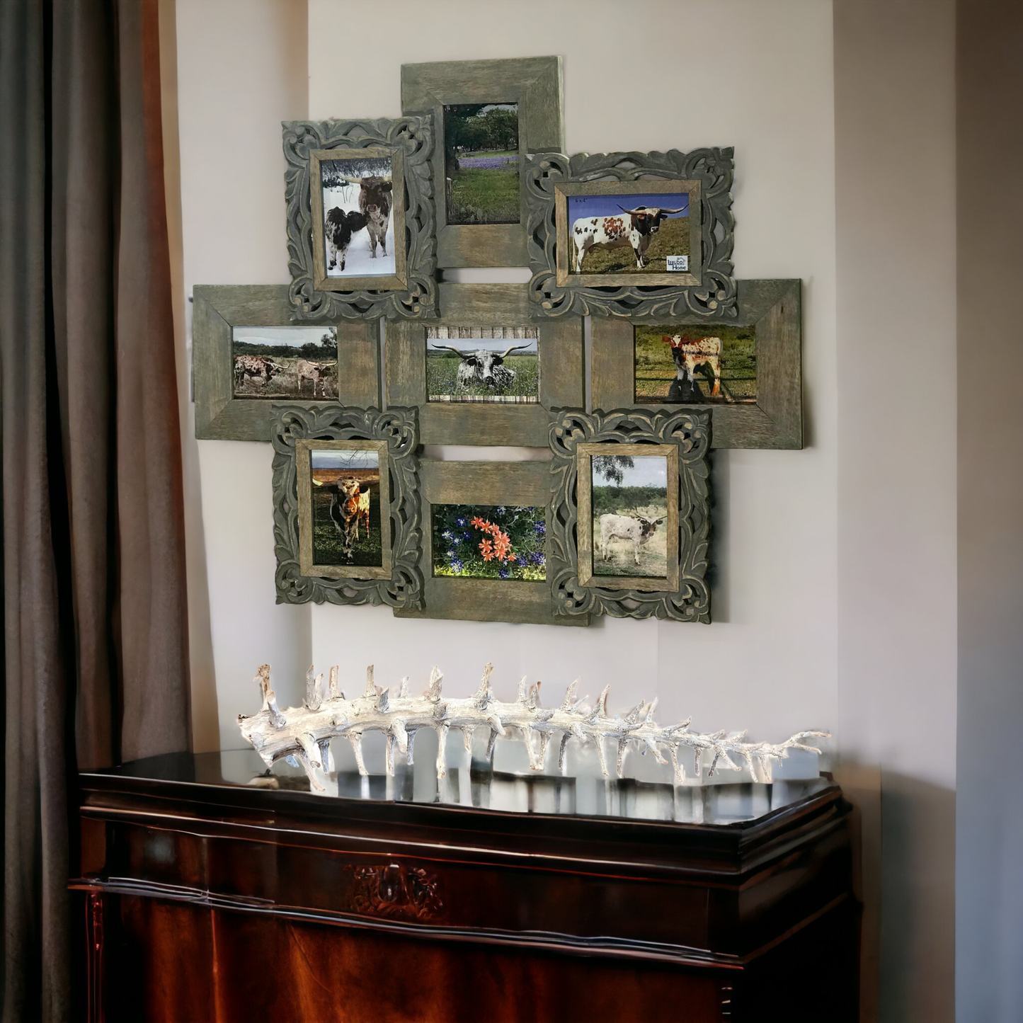 Royal Orleans Wood 9 Photo Frame Wall Collage-Christmas