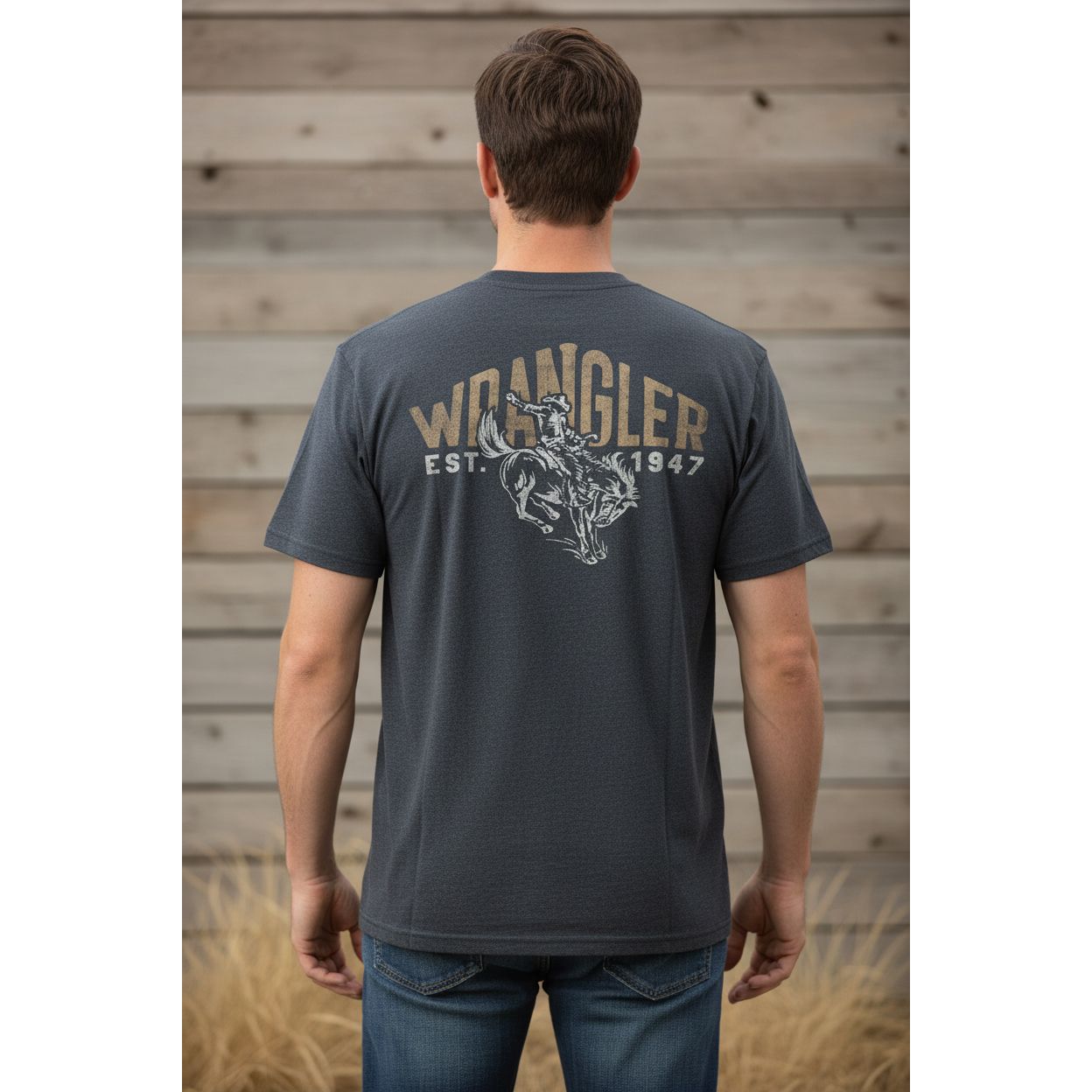 Wrangler® Graphic Short Sleeve Pocket T-Shirt Regular Fit Dark Heather | 112375808