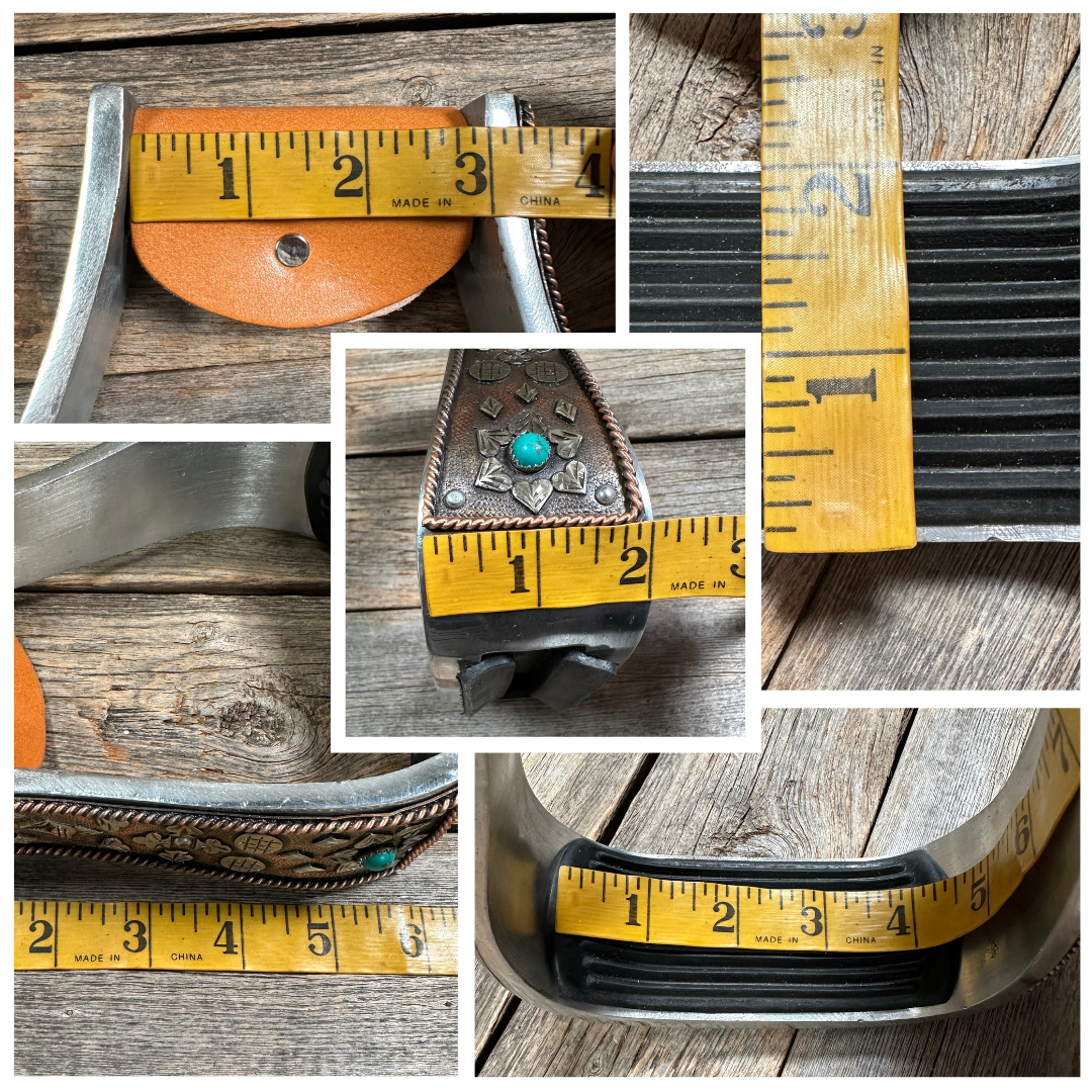 Rodeo Drive - Hand Engraved Copper and Turquoise Barrel Racing Western Stirrups BRS100
