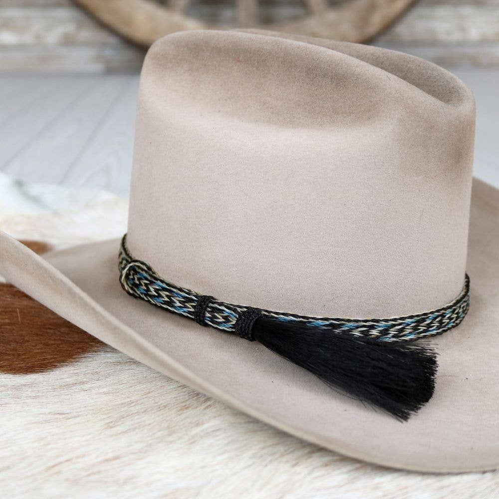 Willow Lane Hat Co. - Horsehair Blue Braided Tassel Hat Band - Frost