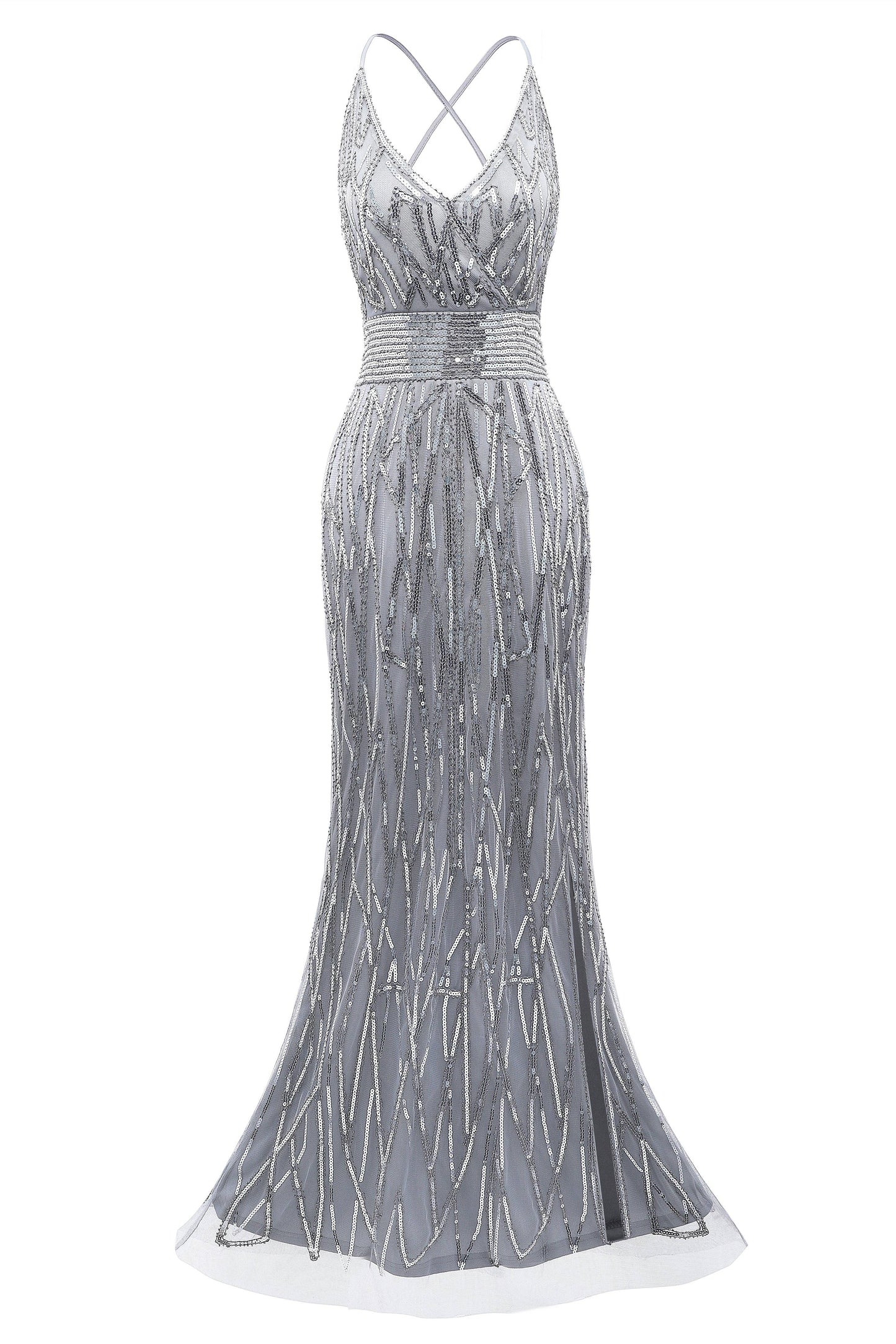 Suspender High Slit Maxi Cocktail Dress
