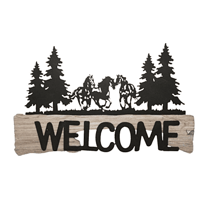 Metal and Wood Welcome Horse