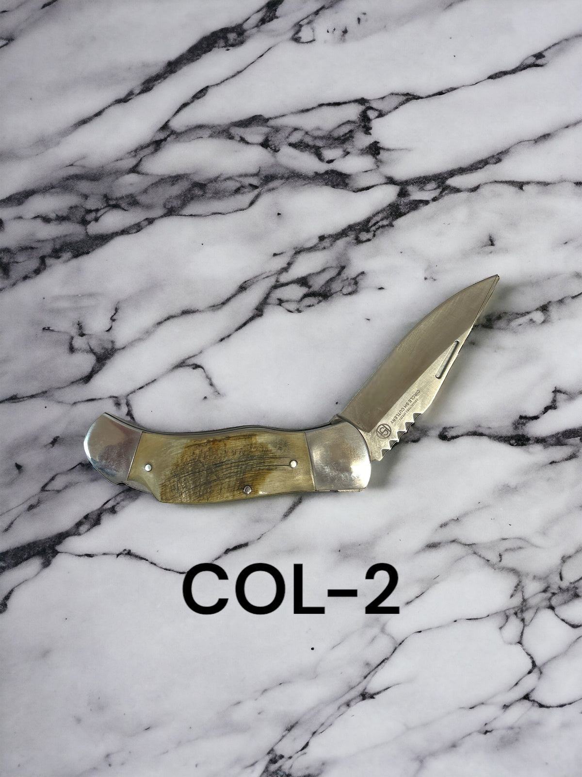 CIRCLE SH CUTLERY 4" Closed Ram Horn Handle W/ Lock Back COL-2