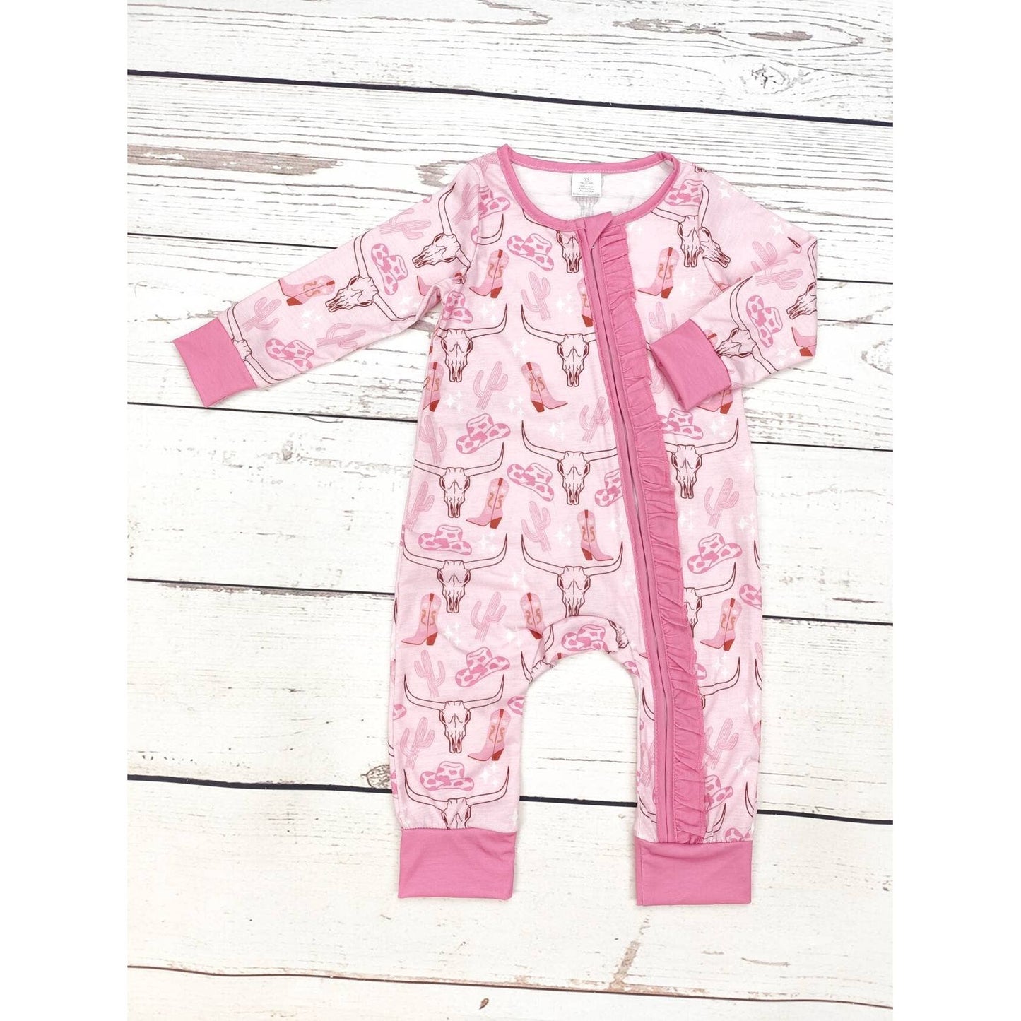 Baby Pink Western Zip Sleeper