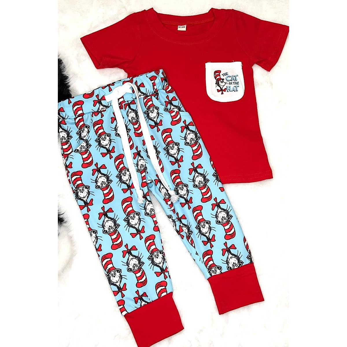 THE CAT IN THE HAT" RED 2 PIECE BOYS PAJAMAS