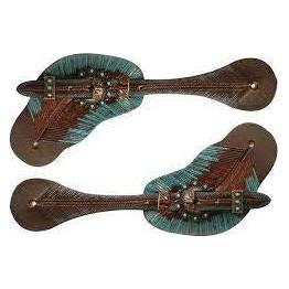 Showman Spur Strap - Turquoise Feather 30738