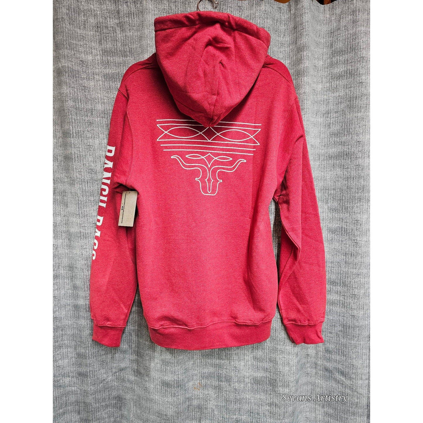 Ranch Rags Co. Adult Hoodie Bootstitch Design with Arm Text