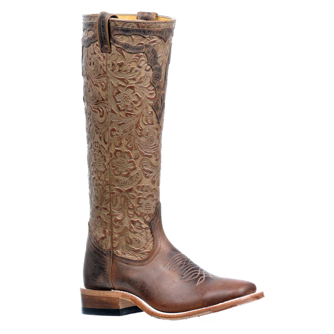 BOULET WOMEN'S WIDE SQUARE TOE WESTERN BOOTS - HILLBILLY GOLDEN/DAISY SAND