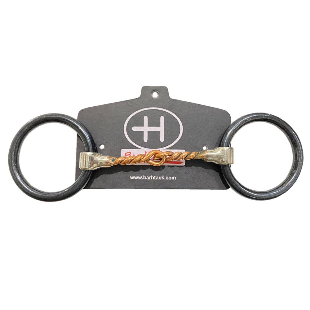 Bar H Equine Western O Ring Twisted Copper Wire Horse Snaffle Bit Black