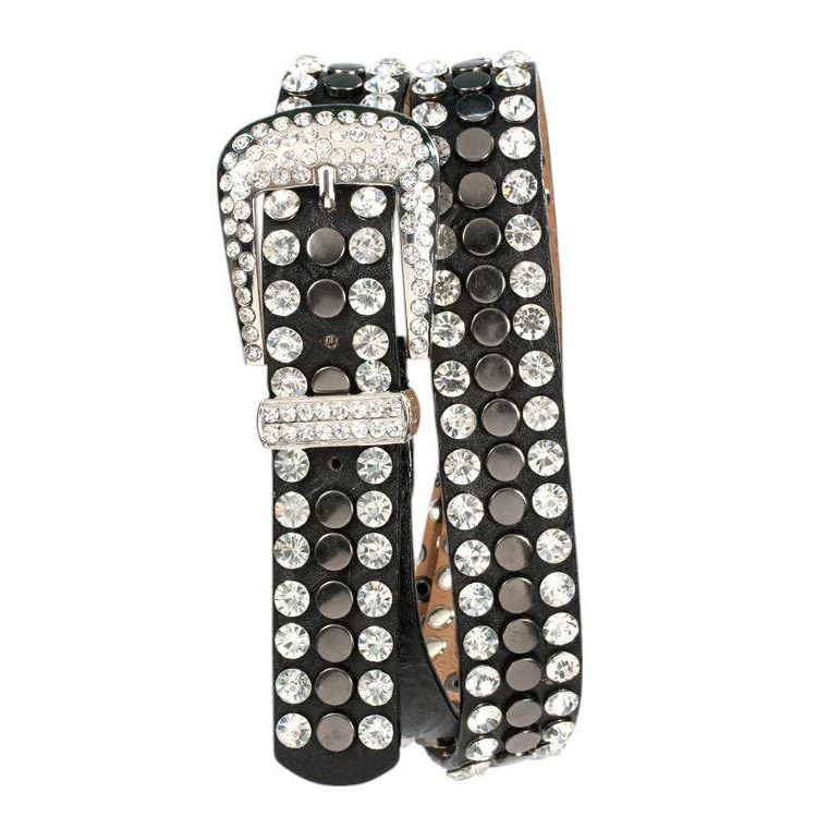 Crystal Buckle Stud Belt