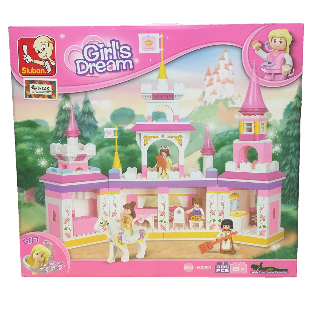 Texas Toy Distribution - Girl's Dream Magical Castle Building Brick Kit (385 Pcs)