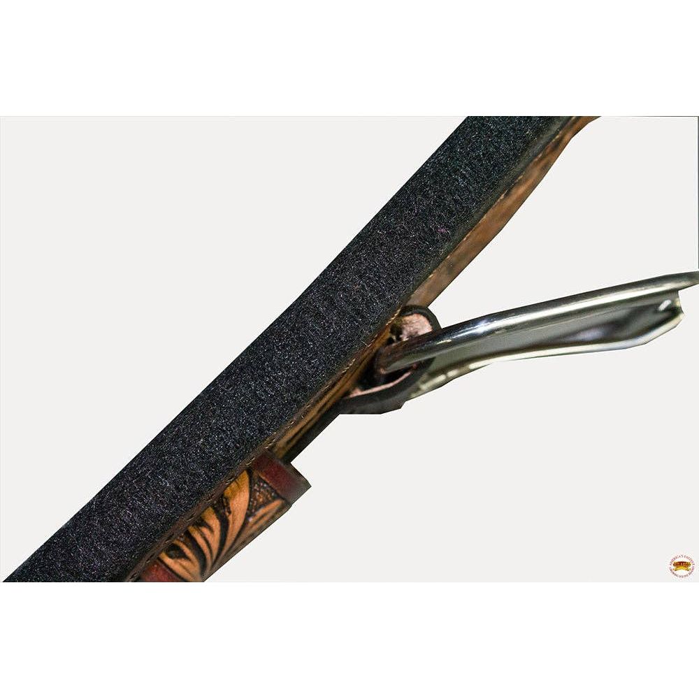 24 In HILASON Western Horse Saddle Cinch Girth Genuine Leather Brown Floral Hand Tooled & Carved Stainless Steel Hardware