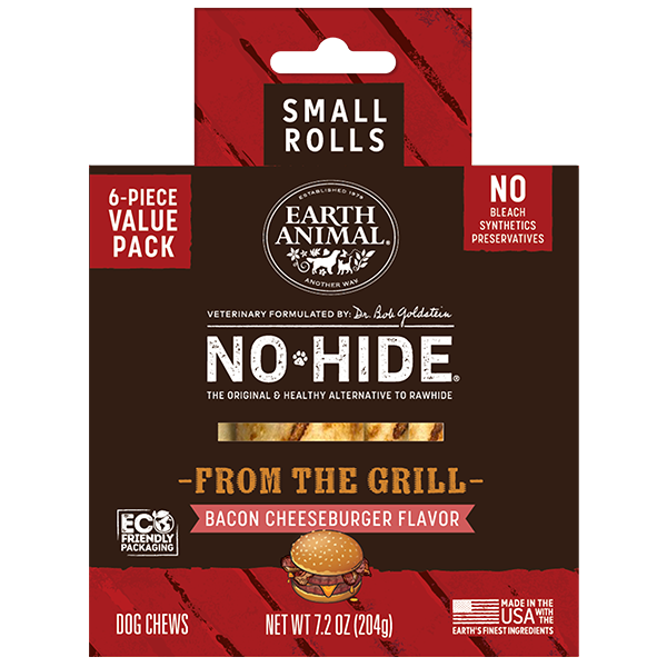Earth Animal Dog No Hide Roll From The Grill Bacon Cheessburger Sm 6pk