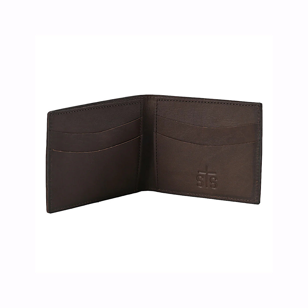 STS Ranchwear - Westward Brown Leather Tooled Men’s Bifold Wallet STS61264