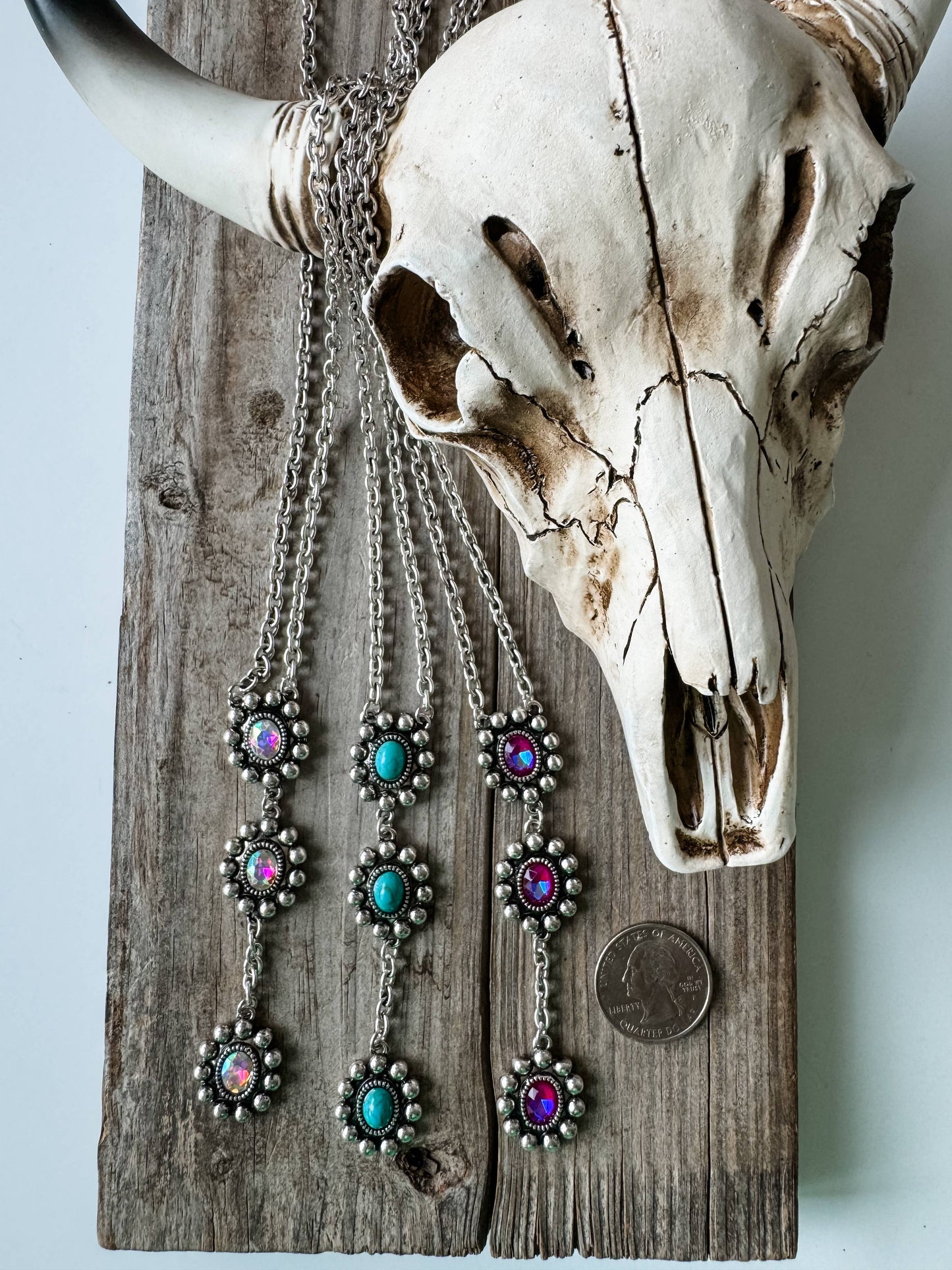 Western Glass Stone Y Necklace