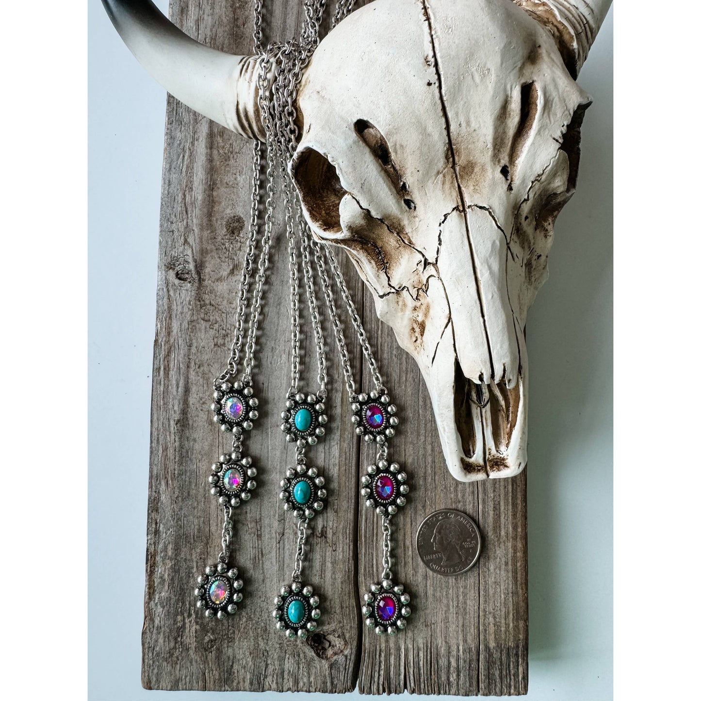 Western Glass Stone Y Necklace