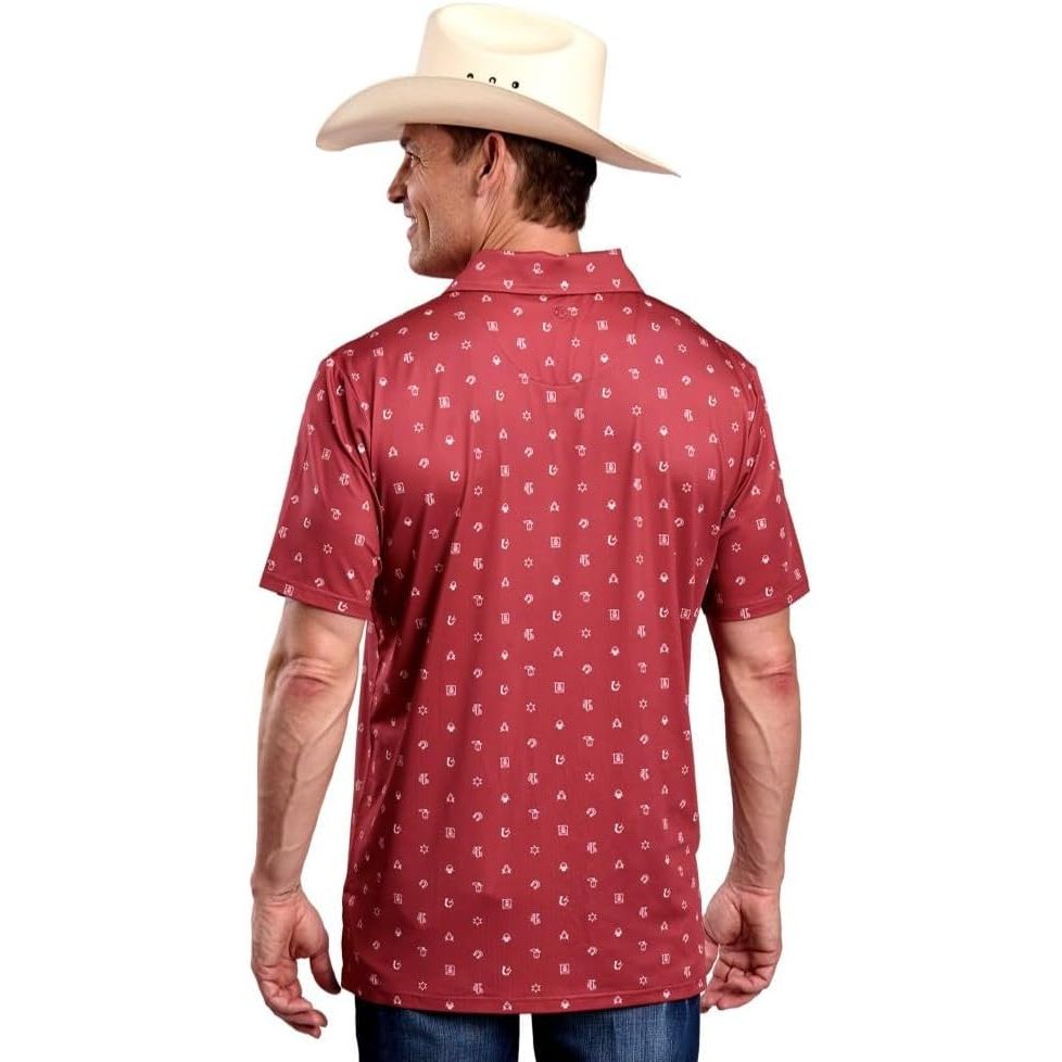 ROPER Western Shirt Mens S/S Polo UPF 50 Red 03-073-0224-0424 RE