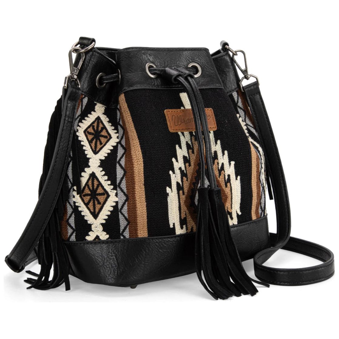 Wrangler Southwestern Knitted Drawstring Crossbody Bag WG174-2029BK