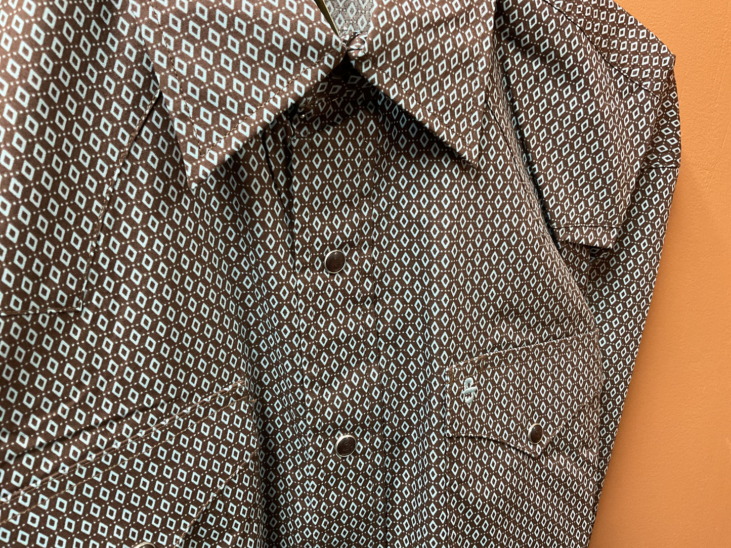 Stetson Men’s Snap Shirt, Brown, Diamond Gio Print 11-001-0425-6043