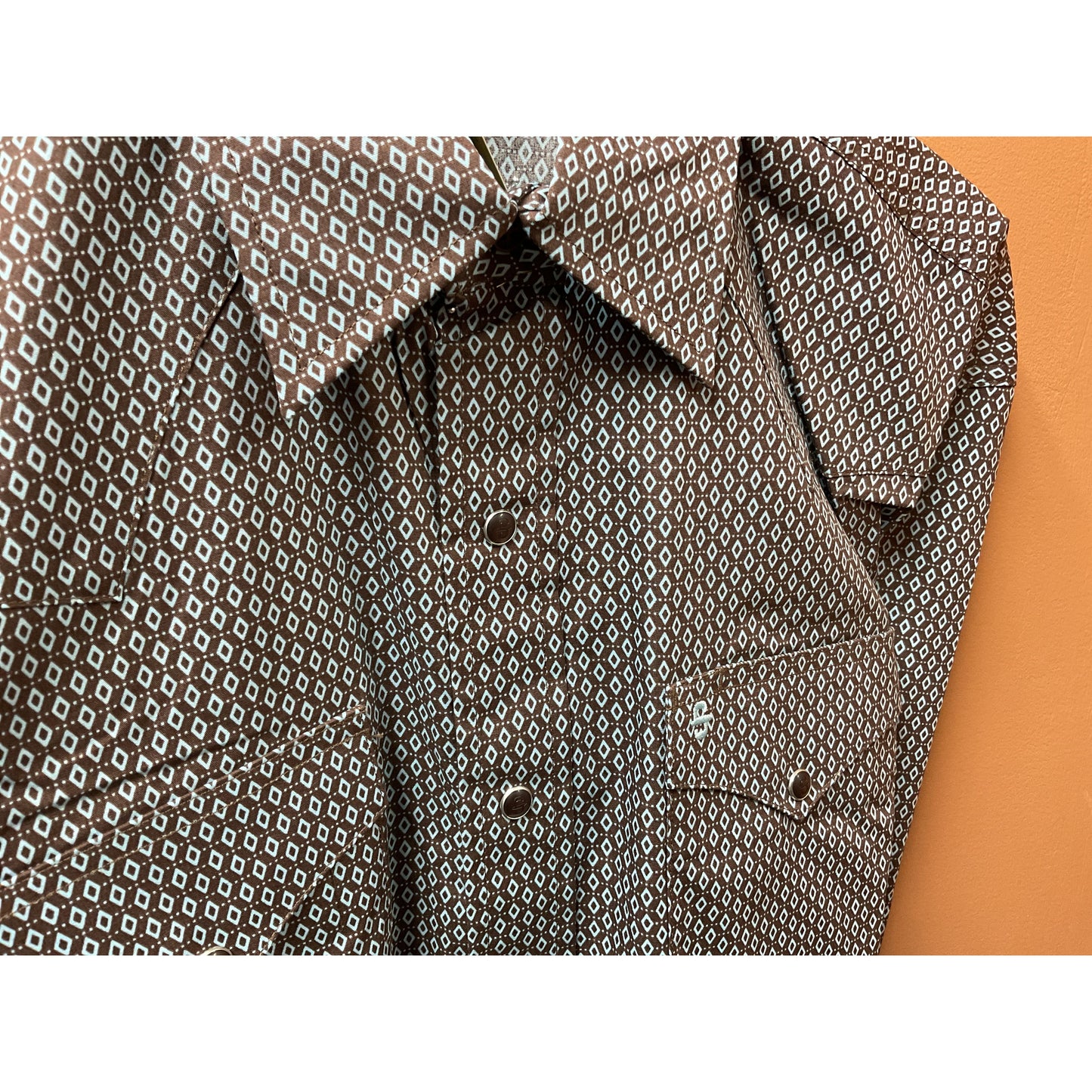 Stetson Men’s Snap Shirt, Brown, Diamond Gio Print 11-001-0425-6043