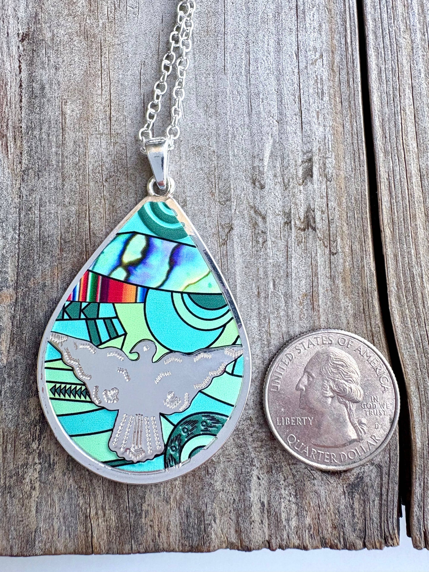 Western Style Colored Teardrop Pendant Necklace