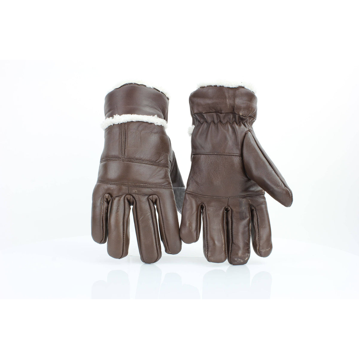 Sheepskin Leather Gloves with White Sherpa Lining ABGL102SH