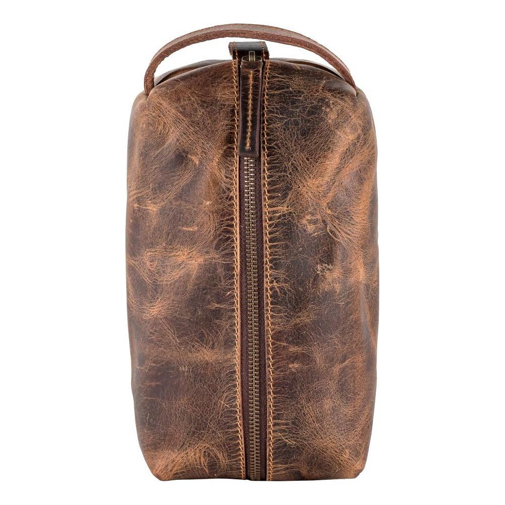 Sixtease Bags - Genuine Leather Unisex Dopp Kit - Rustic Brown