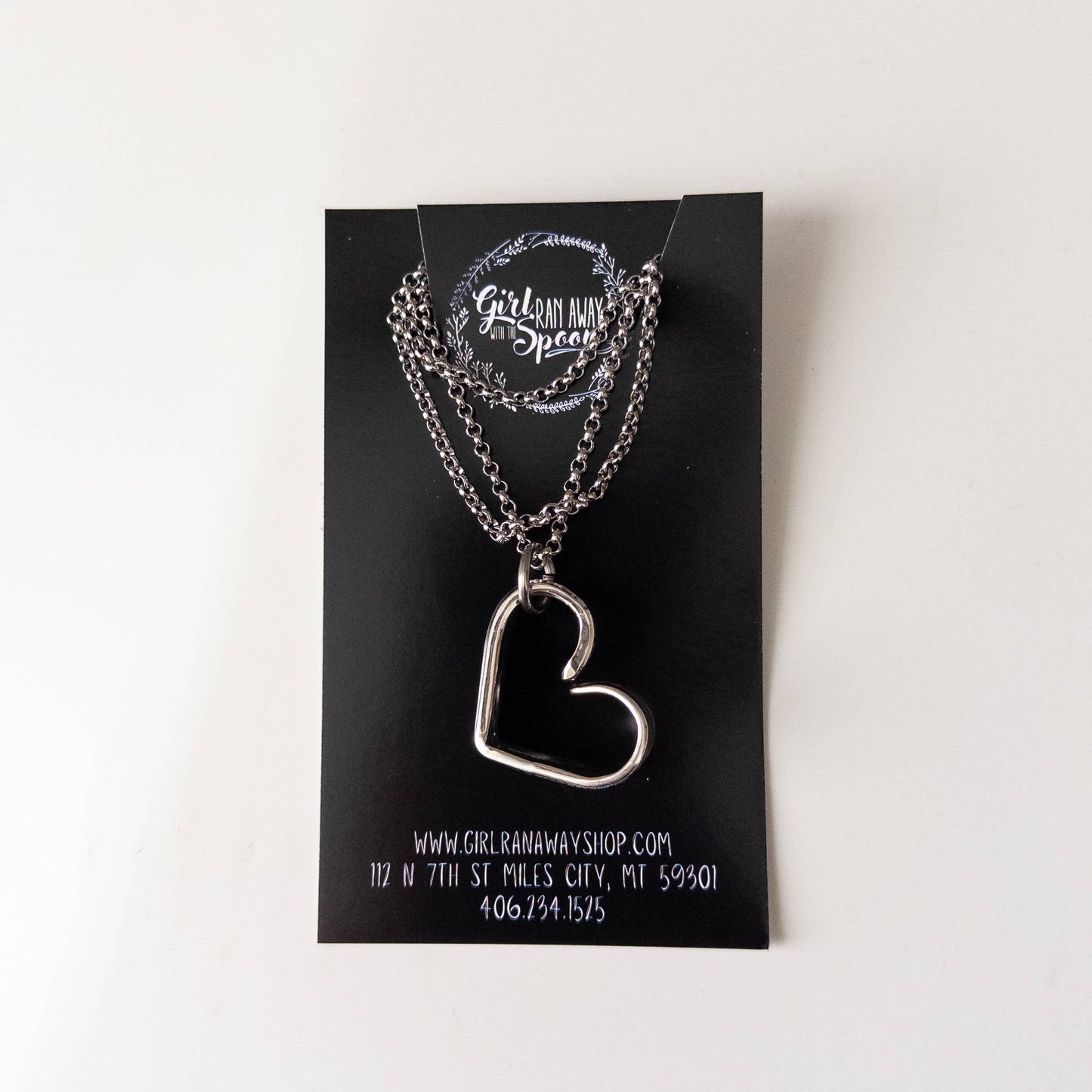Bent Heart Silverware Necklace
