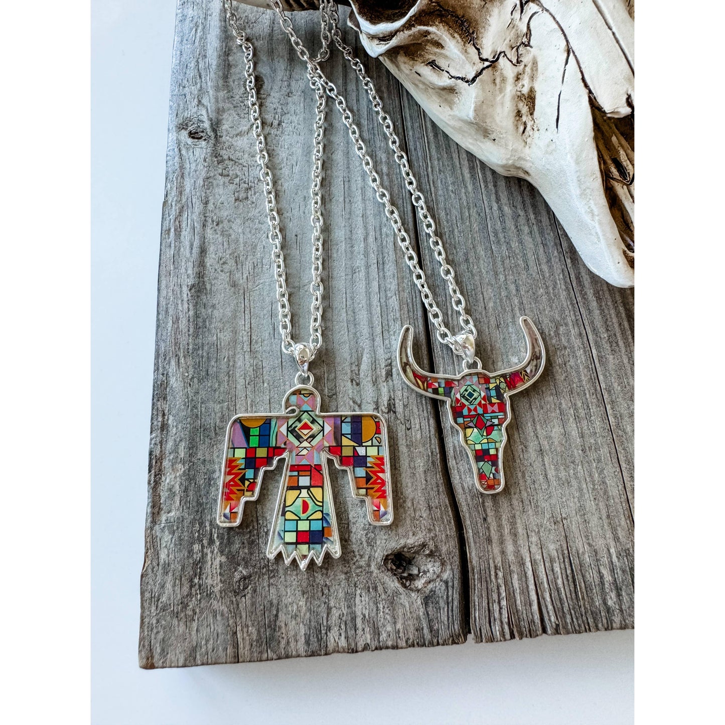Boho Ranch Shop - Western Print Pattern Necklace - Thunderbird \ Steer