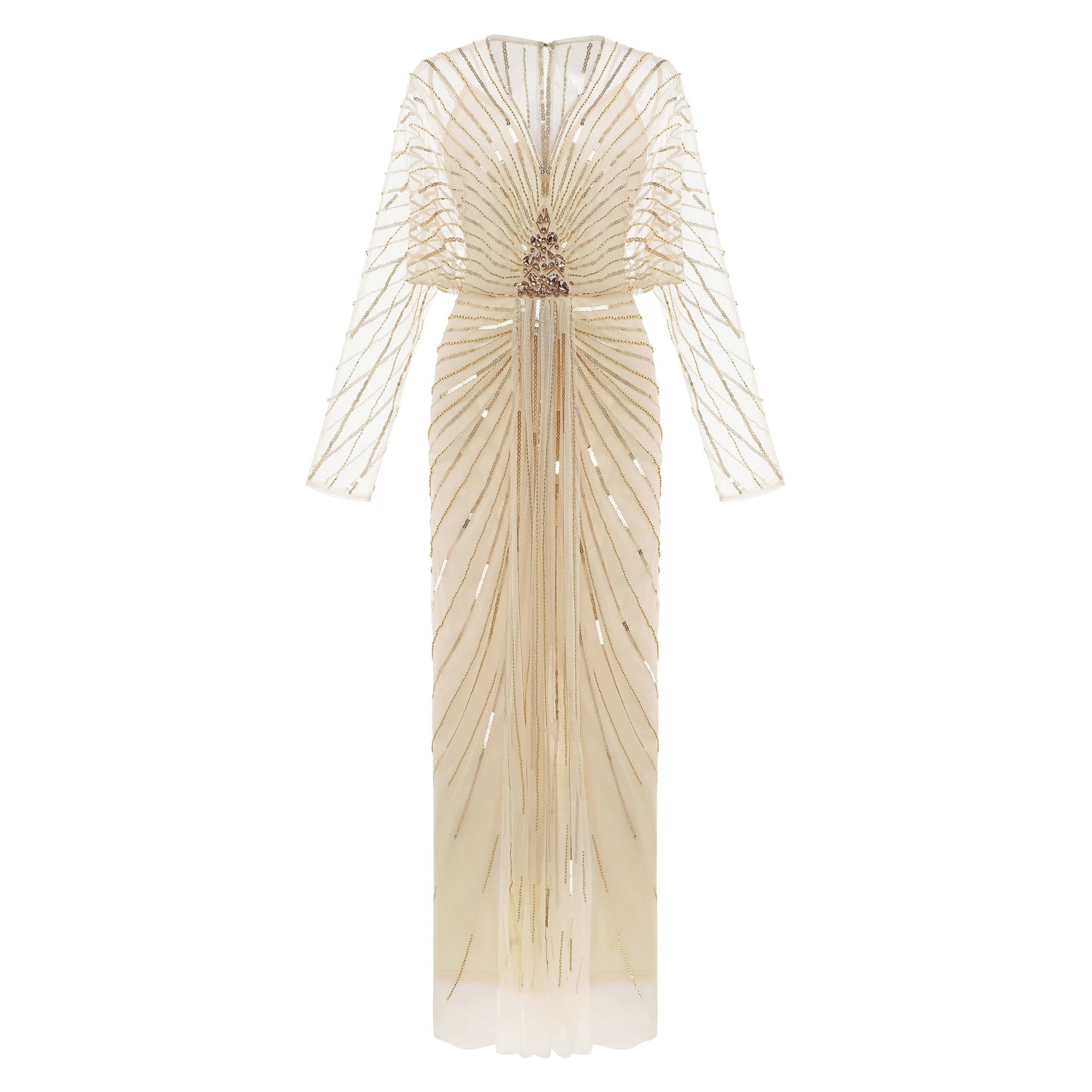 Zouzou Crystal-Encrusted Plus Size Evening Gown