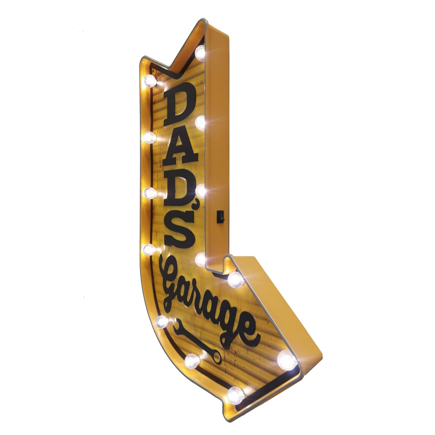 LED Lighted "Dad's Garage" Arrow Sign Wall Decor