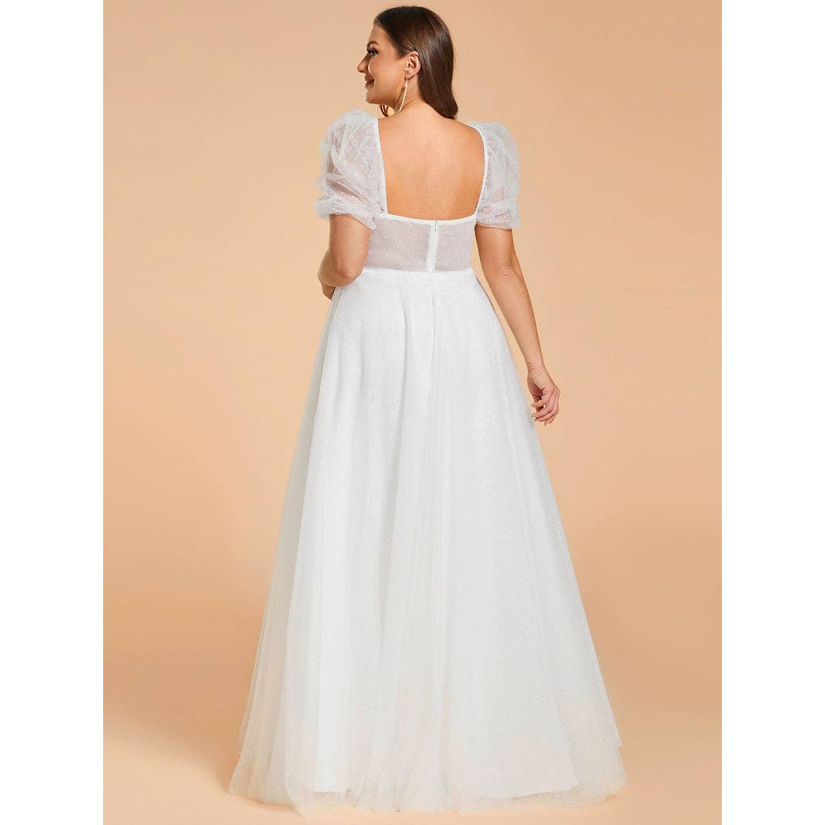Ever-Pretty - Plus Size Wedding Dress with Puff Sleeves