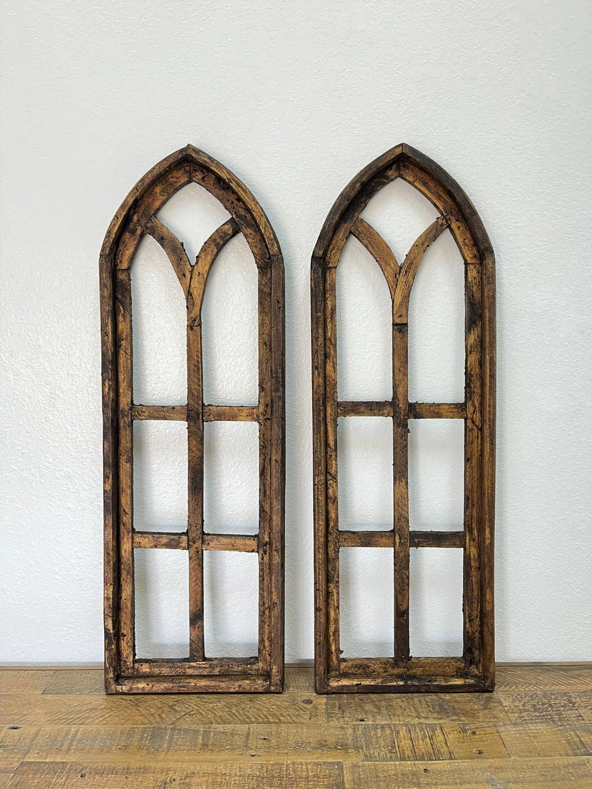 36" Cathedral Wood Arches, 2 PC Set, Brown - 3.7