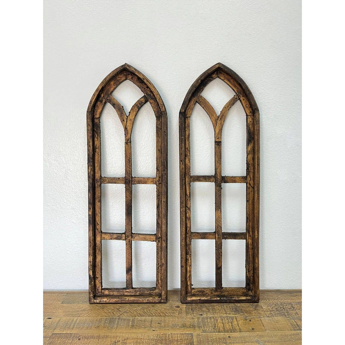 36" Cathedral Wood Arches, 2 PC Set, Brown - 3.7