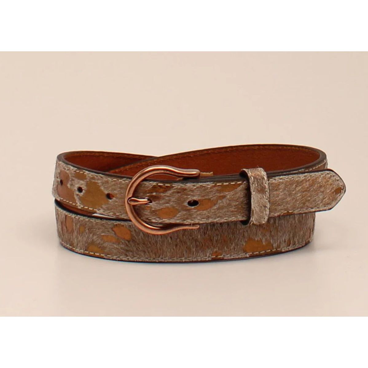 Ariat Ladies Belt 1" Brass Metallic Calf Hair Tan Belt A1532408 or A10997999