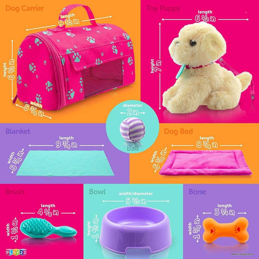 Play22 - Plush Stuffed Puppy Dog 9 PCS for 18’’ American Girl Doll