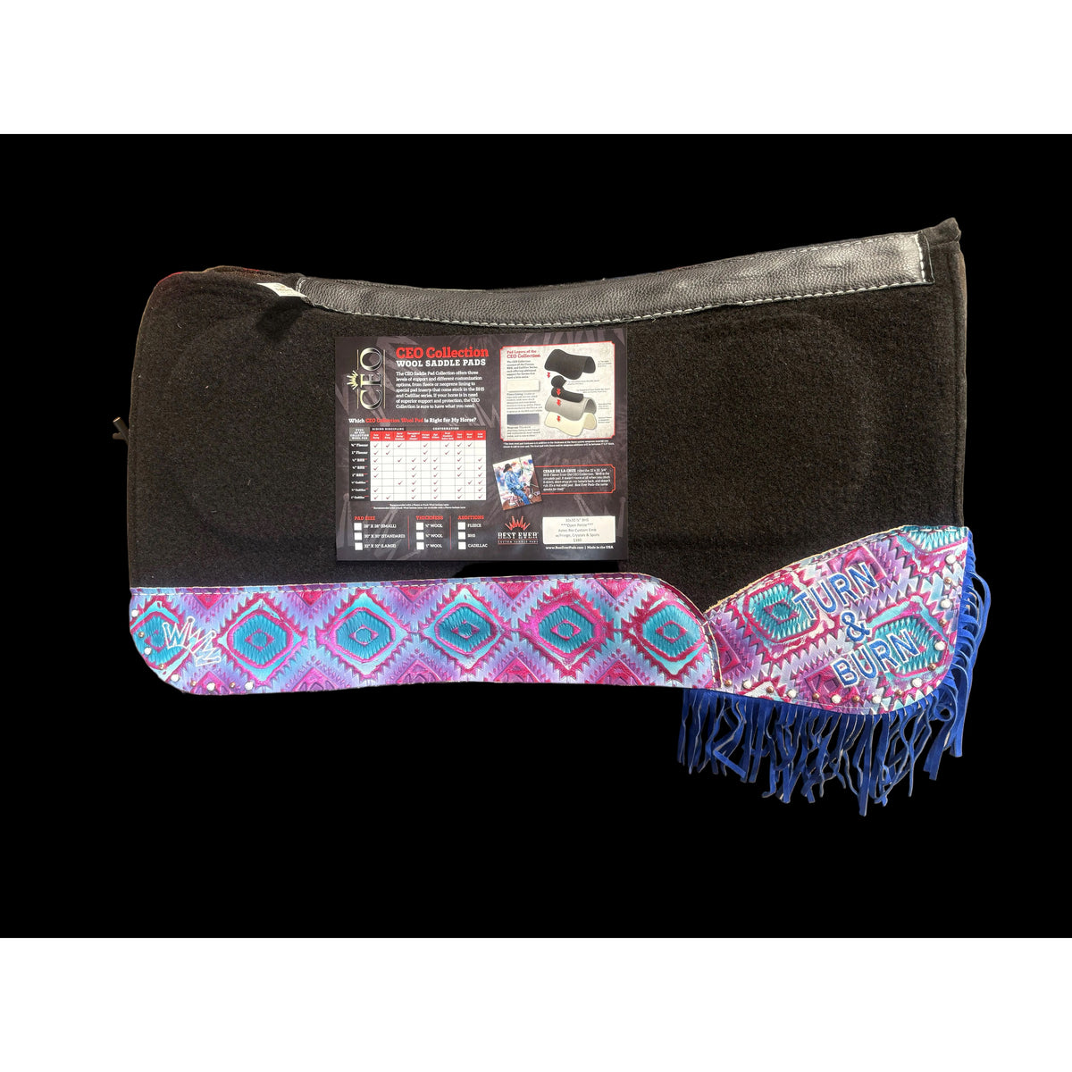 Best Ever BHS Saddle Pad 30 x 30 3/4" "TURN & BURN"