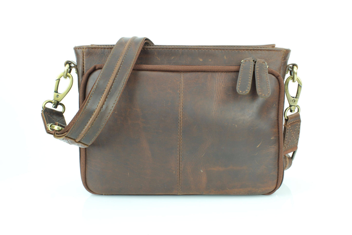 Flap Over Leather Shoulder Bag Hidden Storage 1833