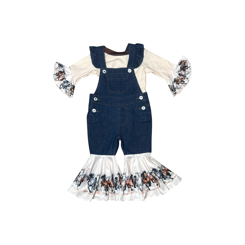 Running Horse Denim Overalls