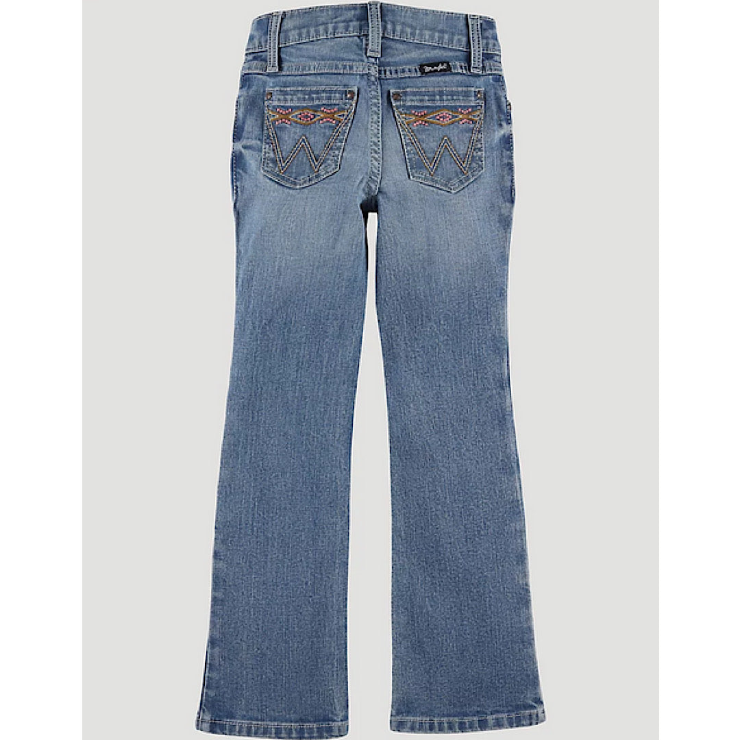 * Girls Wrangler Bootcut Jeans - Light wash with Embroidered pocket