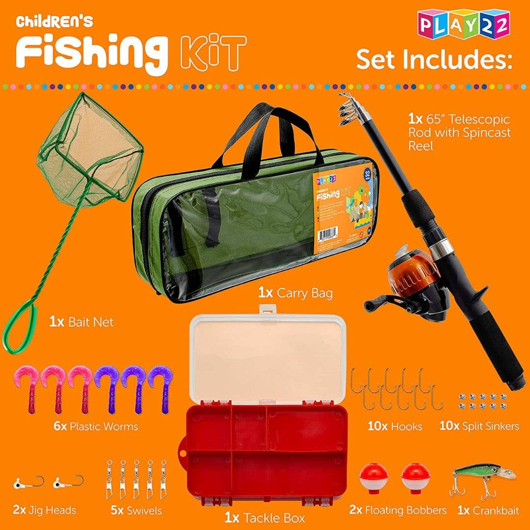 Play22 - Fishing Pole For Kids - 32 Set Kids Fishing Rod Combos