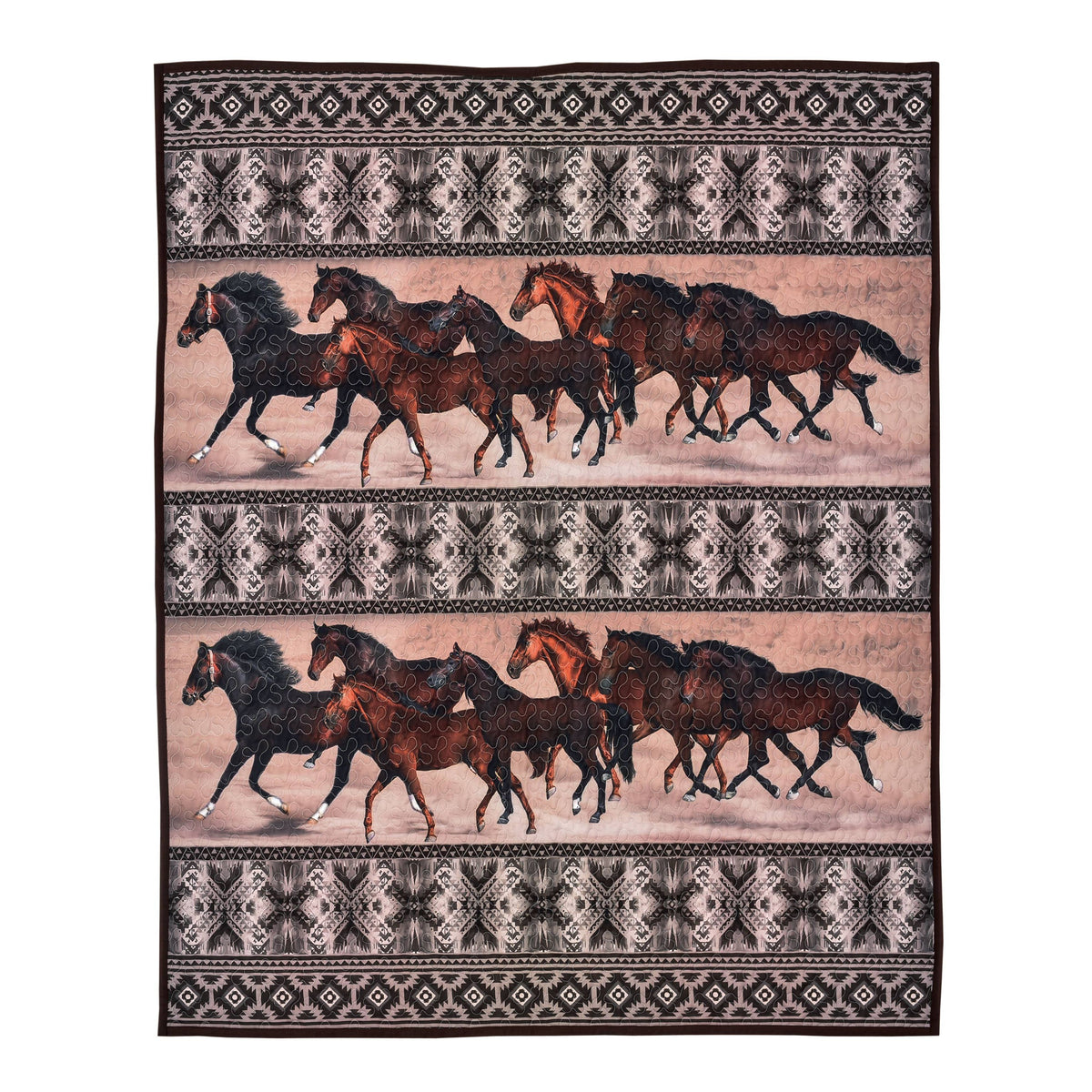 Horse Valley Boho Western Decorative Throw Quilt Blanket