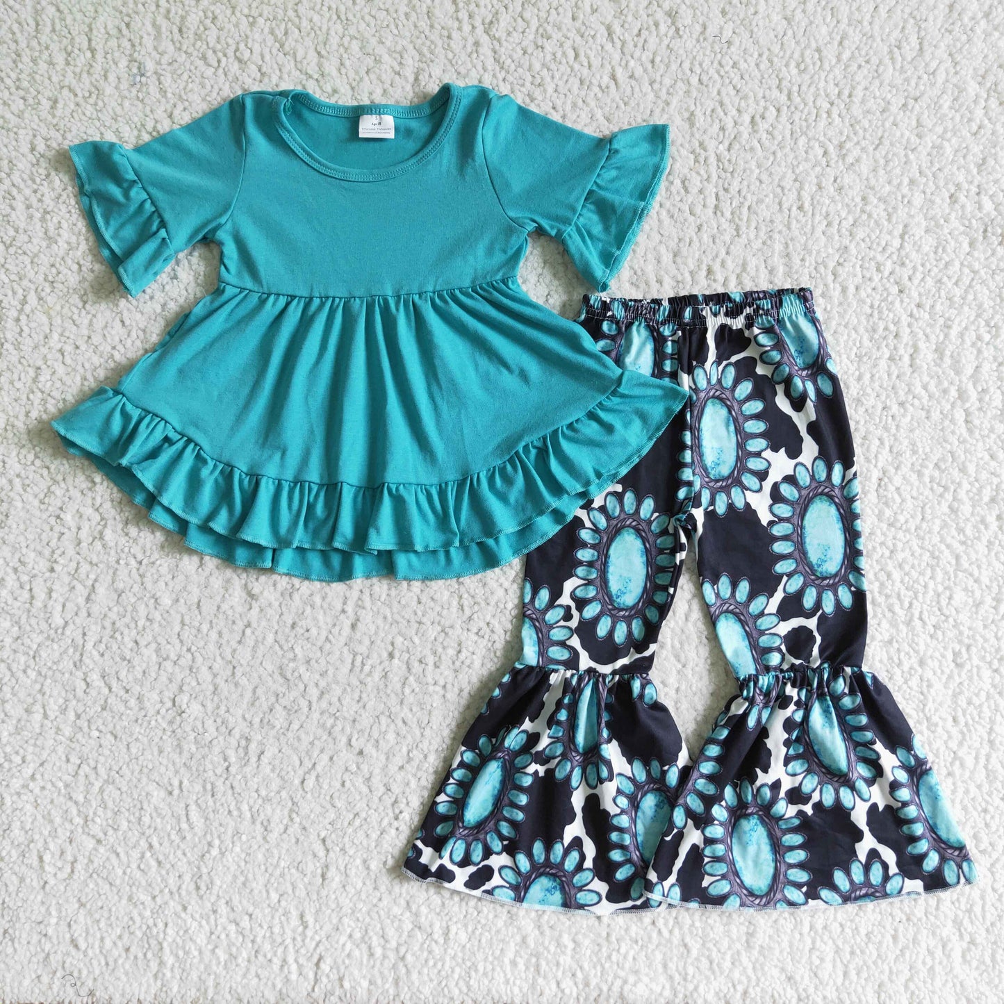 Turquoise Tunic Bell Bottom Pants Girls Western Clothes