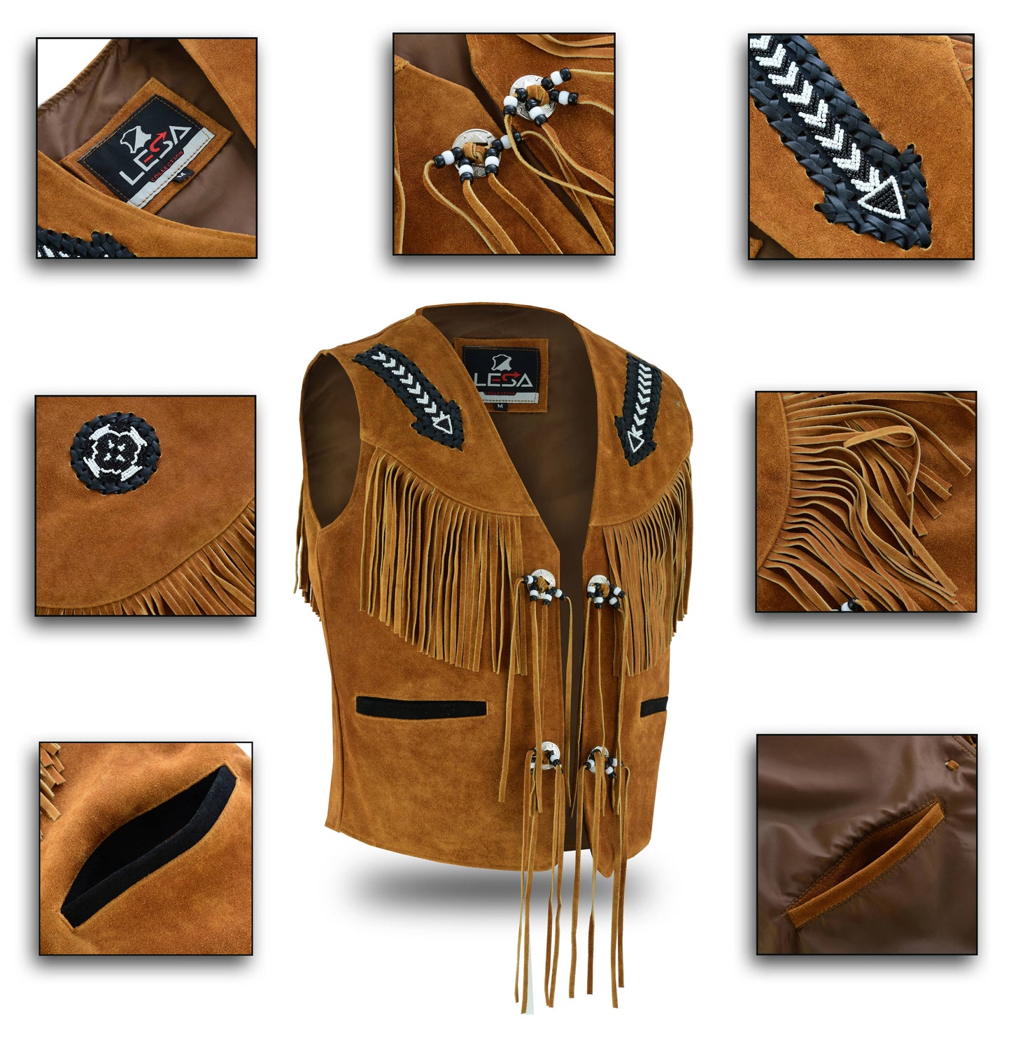 Suede Leather Vest with Fringes