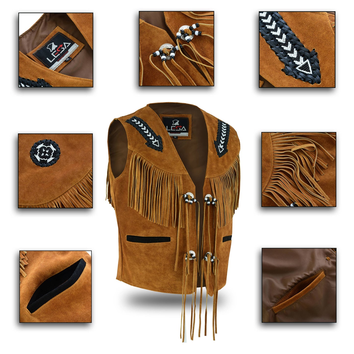Suede Leather Vest with Fringes