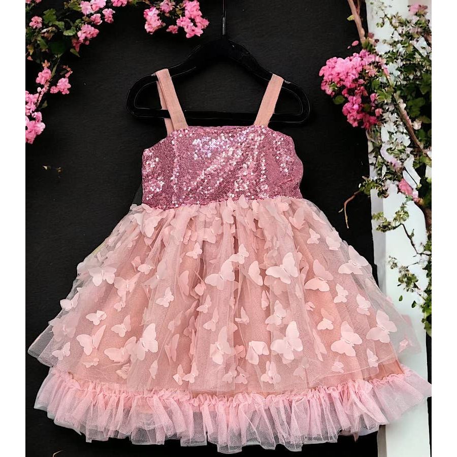 BABY CORAL BUTTERFLY TULLE DRESS SOL