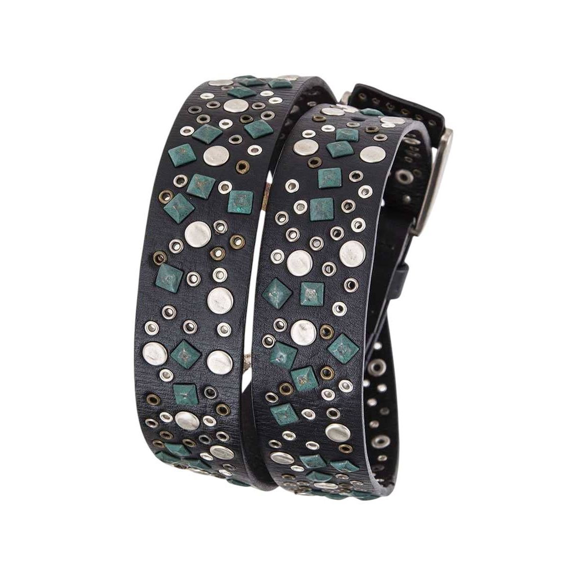 Mix Studs Distressed Leather Belt