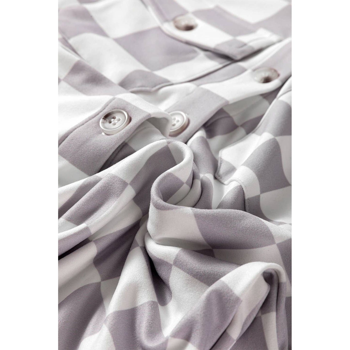 Checkerboard Flap Pocket Button Front Shacket