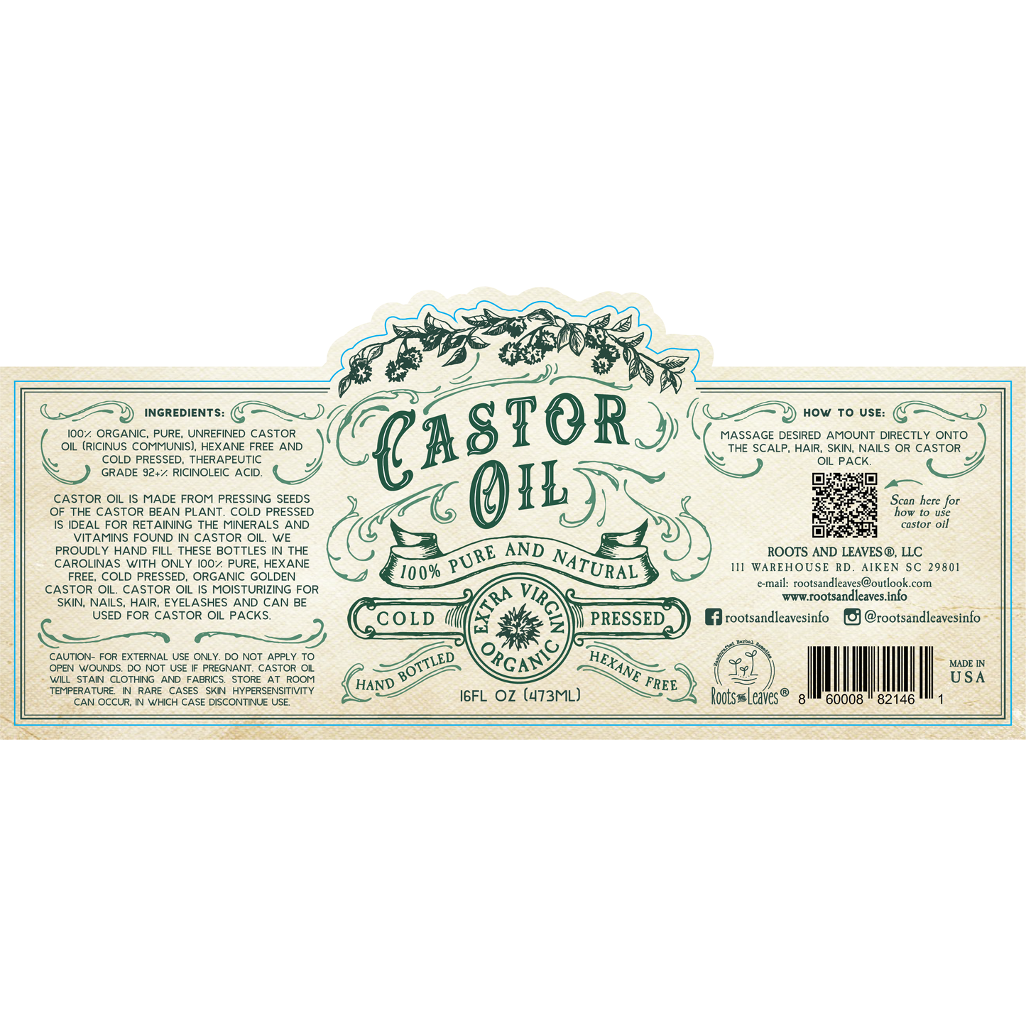 Organic Cold Pressed Castor Oil Hexane Free