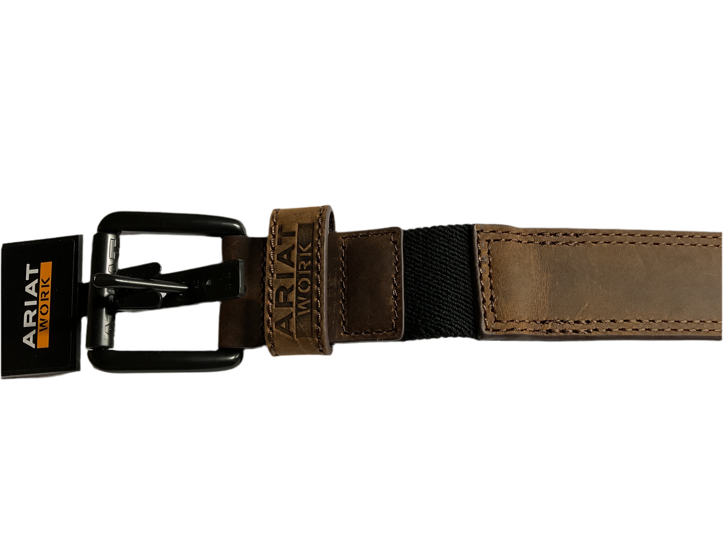 Ariat Work Men’s Leather Belt, Elastic Insert, Brown A1700602